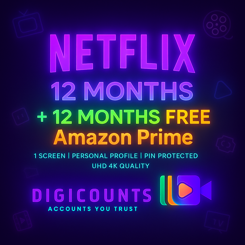 Netflix – 12 Months + FREE 12 Months Amazon Prime