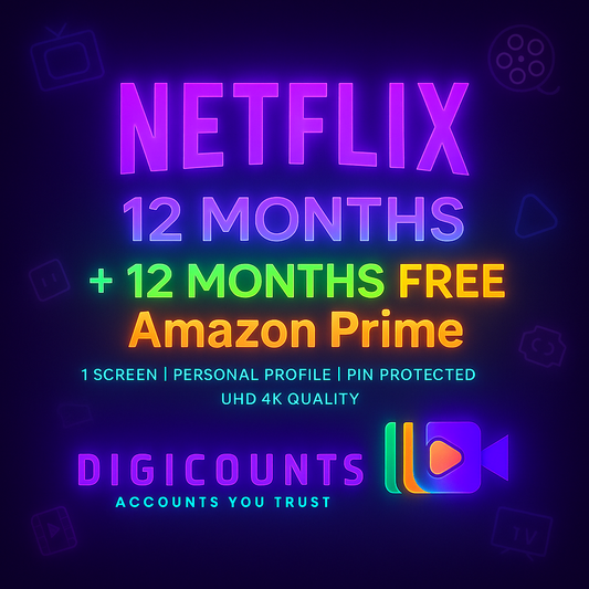 Netflix – 12 Months + FREE 12 Months Amazon Prime
