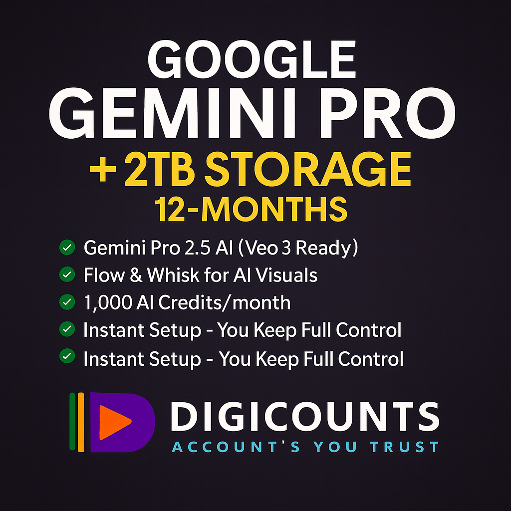 Google Gemini Pro + 2TB Cloud Storage – 1 Year | AI Tools + Personal Account Setup